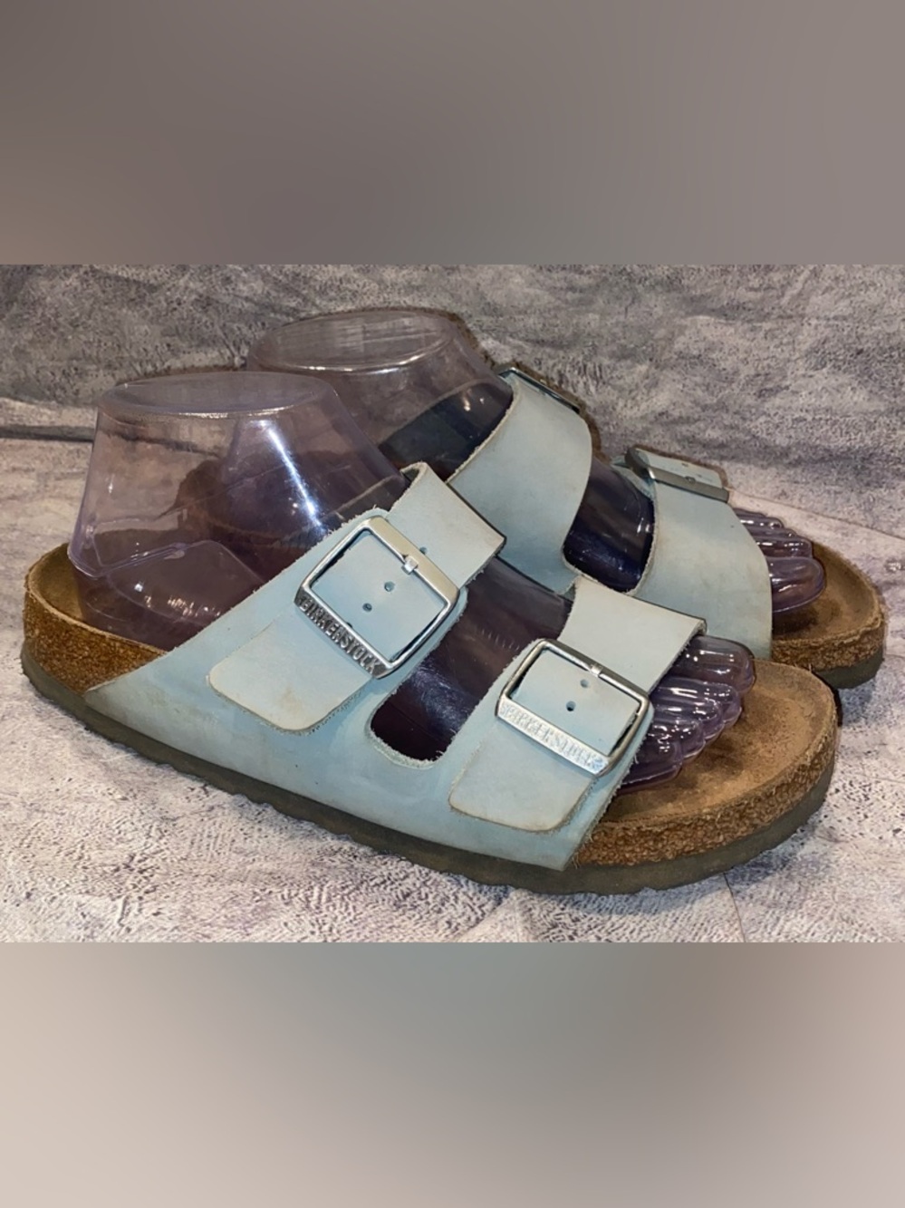 Birkenstock Arizona Mint Teal Nubuck Leather Strappy Sandals 39 8 L Comfort Cork